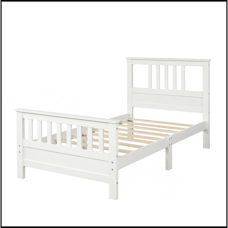 Lit plateforme en bois avec tête et pied de lit, Twin