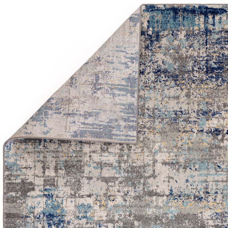 Glosco Abstract Splash Blue/Grey Area Rug, Rectangle 200 x 290cm