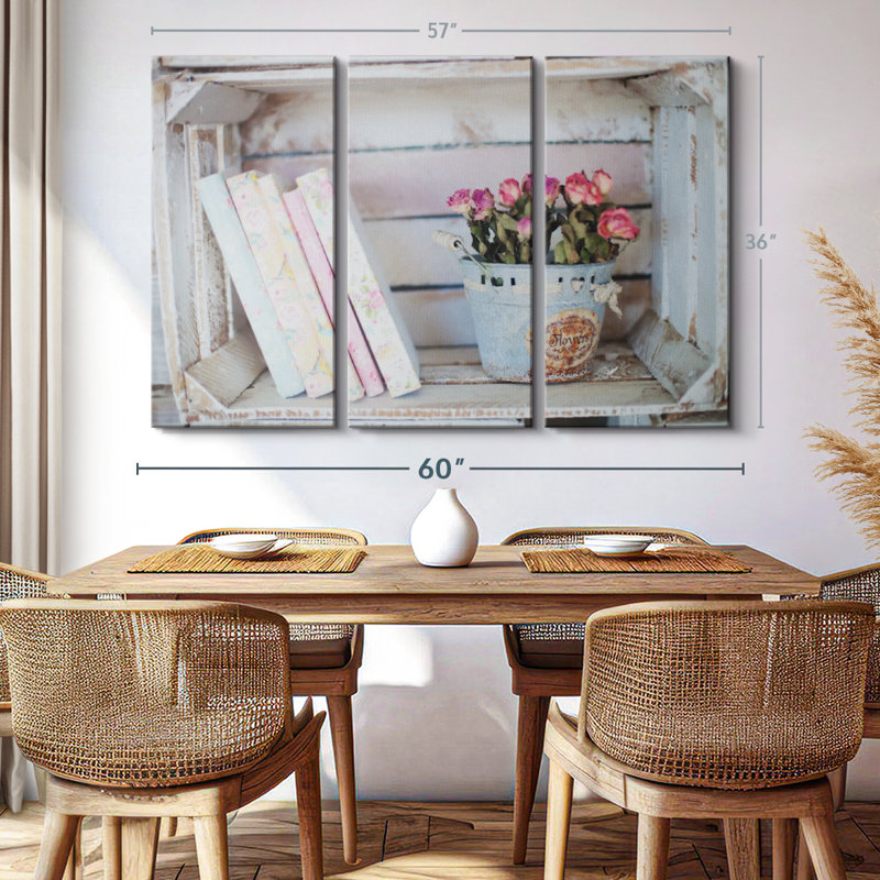 «Rustic Decor Roses» sur toile, H 36 po x l 57 po x P 1,25 po
