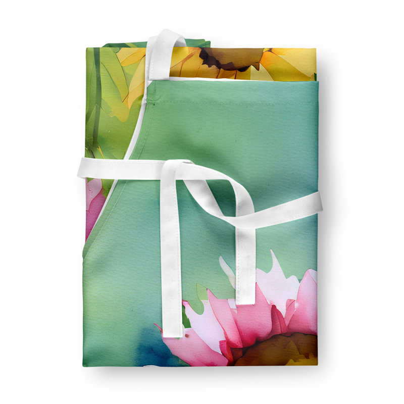 Tennessee Iris in Watercolor Apron, Yellow/Pink Kentucky Goldenrod