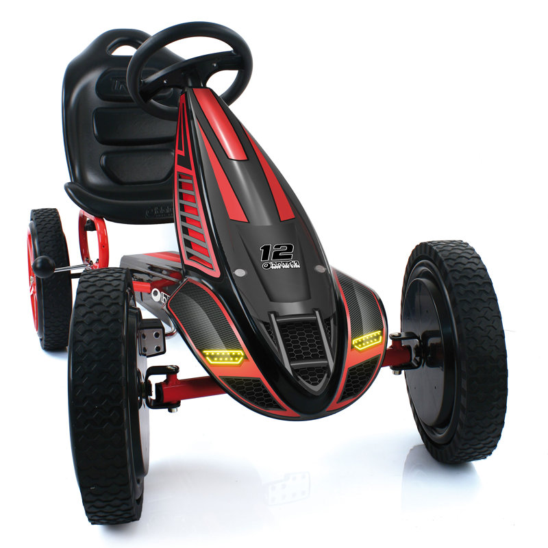 hauck Hurricane Racing Go Kart w/ Low Profile Rubber Tires, Handbrake Design, Red, Red