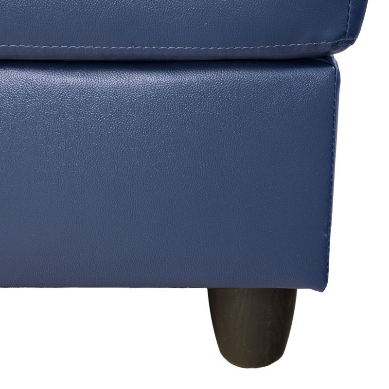 Repose-pied avec rangement en similicuir, Similicuir bleu marine