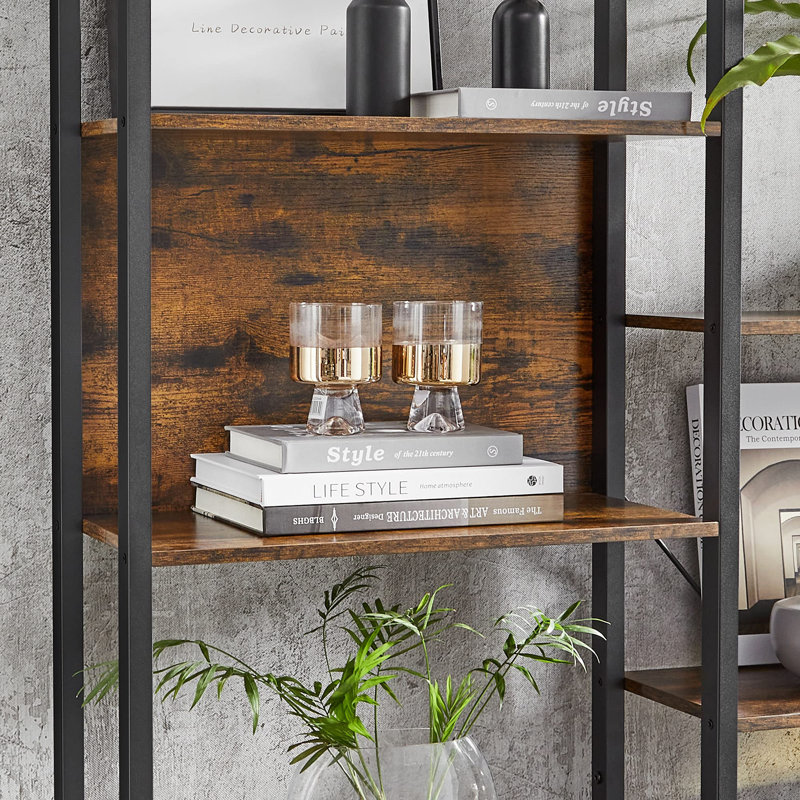 Annastaziah 166cm H x 158cm W Ladder Bookcase, Brown