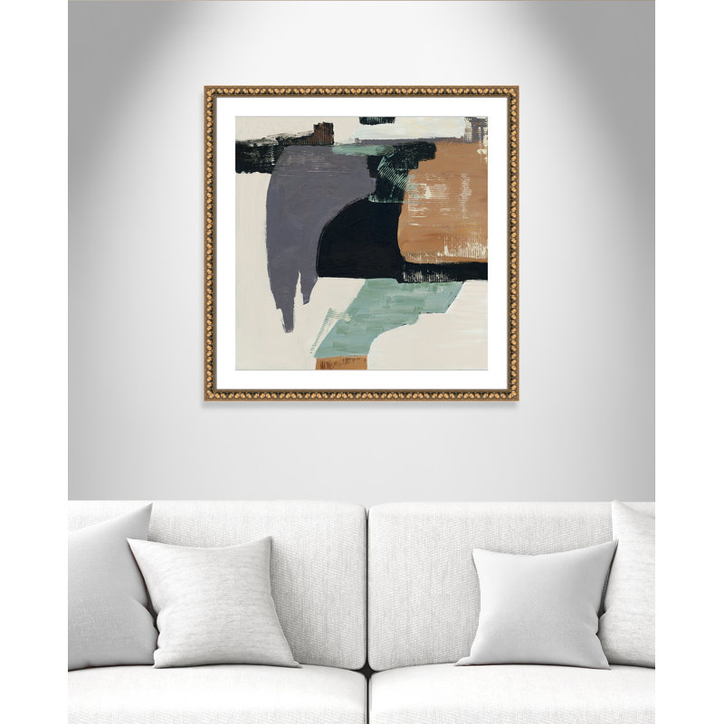 «Bold Divisions I Print» par Jacob Q, 33'' W x 33'' H, Matted Print, Gold Leaf Beads