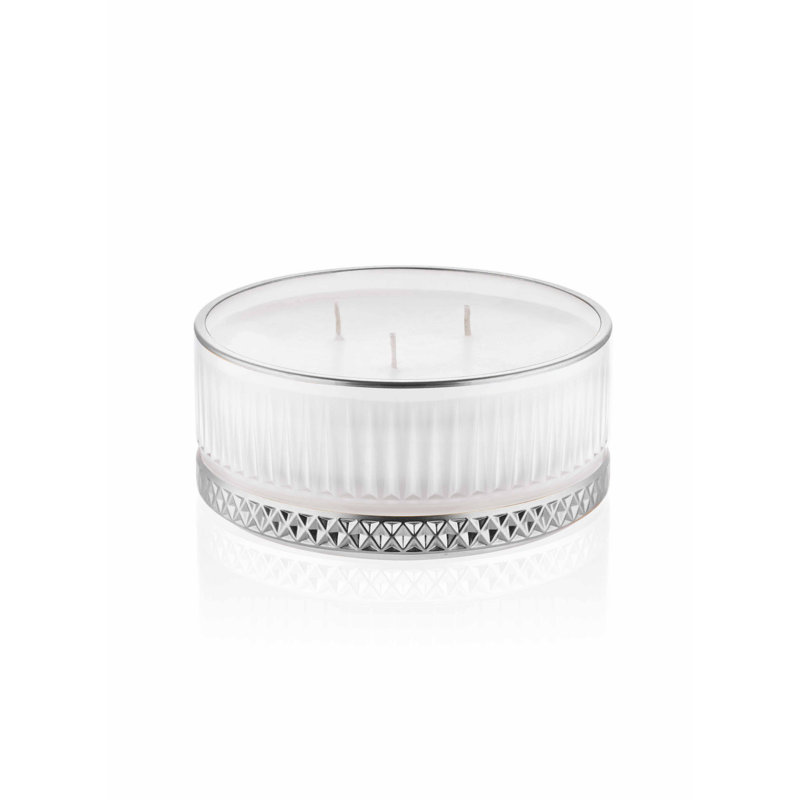 Bougie chauffe-plat non parfumée, Blanc / argenté