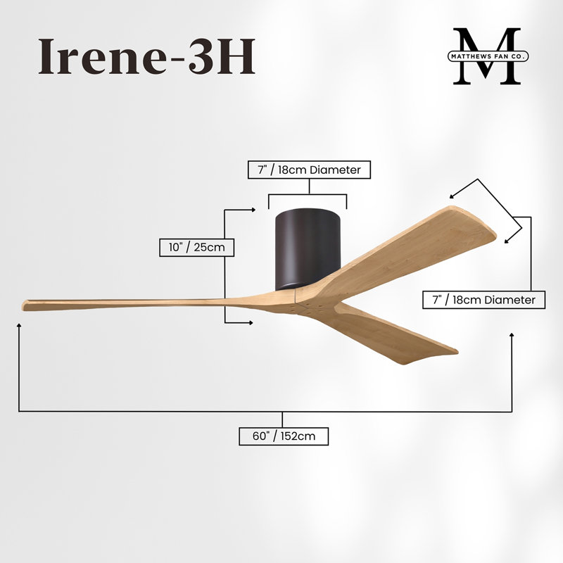 Irene Ceiling Fan, Textured Bronze, Light Maple Tone, 60"
