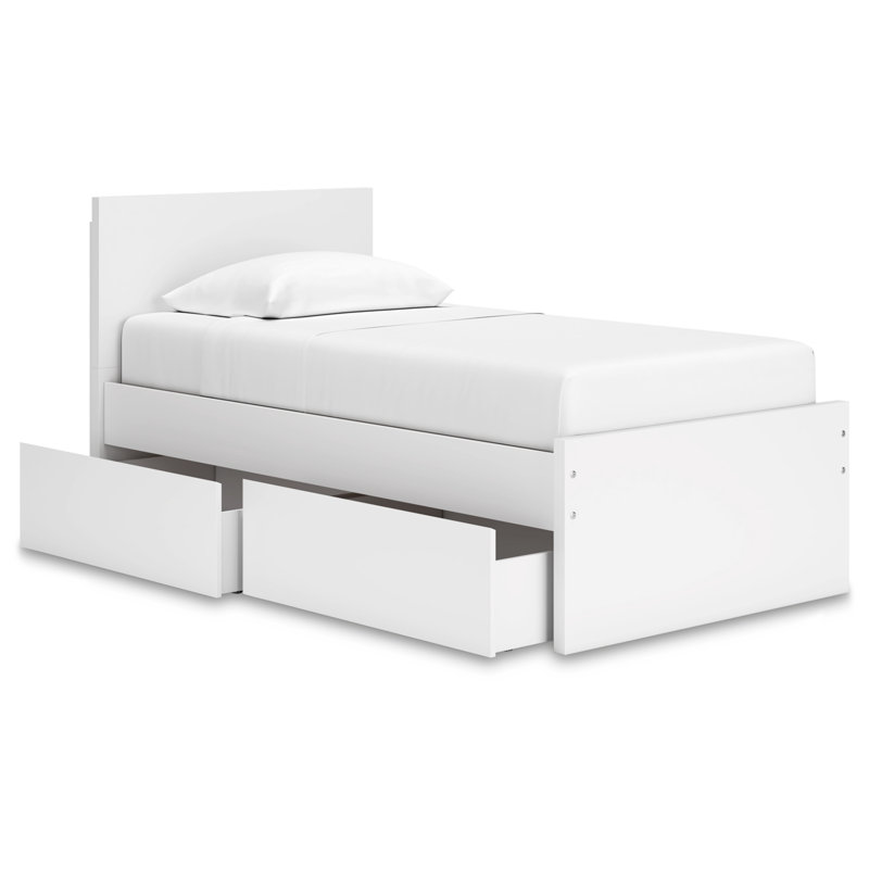 Lit plateforme Dunagan, Lit simple, Blanc