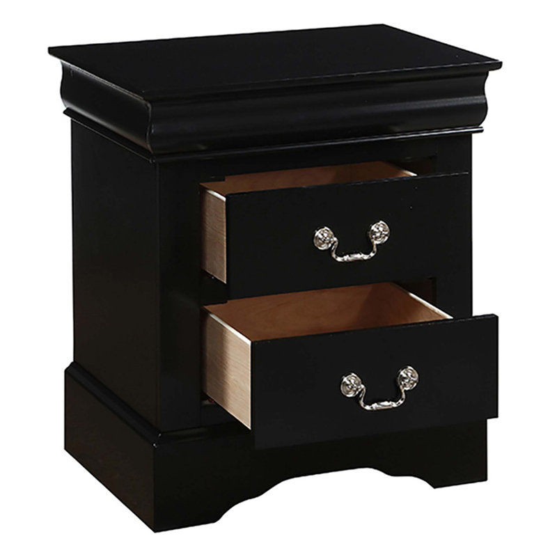 2-Drawer Nightstand, Black