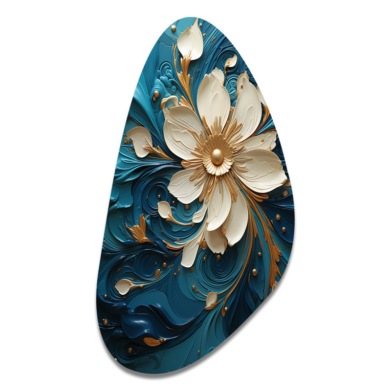 Majestic Motion Teal Spiral II - Abstract Spirals Irregular Shape Metal Wall Decor, Blue Asymmetrical Metal Art Print