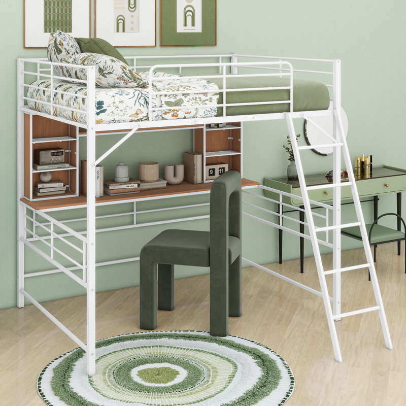Lit mezzanine Damir, pour enfants, Double, Blanc