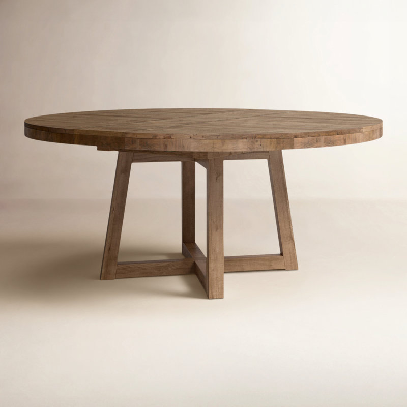 Eberwin Round Extended Natural Dining Table, Dark Carbon