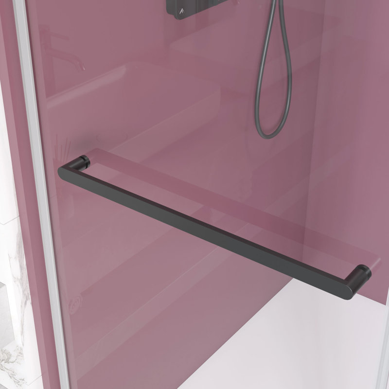 Porte de douche double coulissante de 56 à 60 po x H 76 po en noir mat avec verre trempé de 3/8 po (10 mm), verre transparent de 3/8 po, fonctionnel