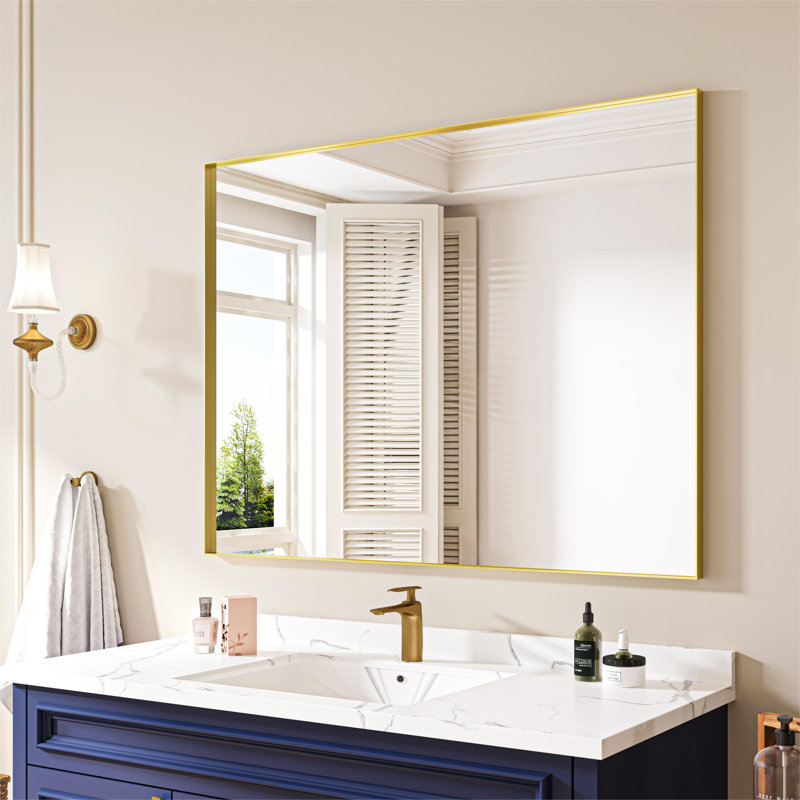 Miroir mural Earsell, 48 po x 36 po, Or brossé