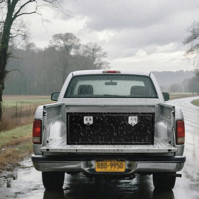 36x18x18in Steel Underbody Truck Tool Box, Diamond Plate Storage Chest with Lock for Pickup Trailer