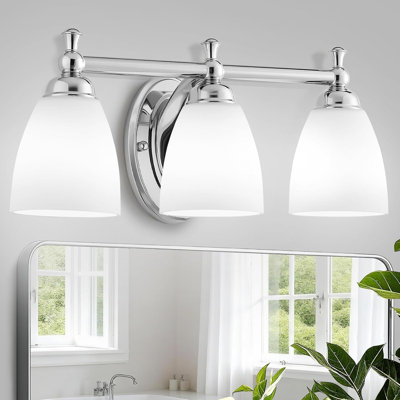 Bathroom Light Fixtures, 3 Lighting Over Mirror Wall Mounted Chrome Vanity for Living Room Cabinet