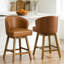 Tabouret de bar pivotant à 360 ° en forme de U avec base en bois d'hévéa massif, confort à ressorts, capacité de 350 lb-930555994