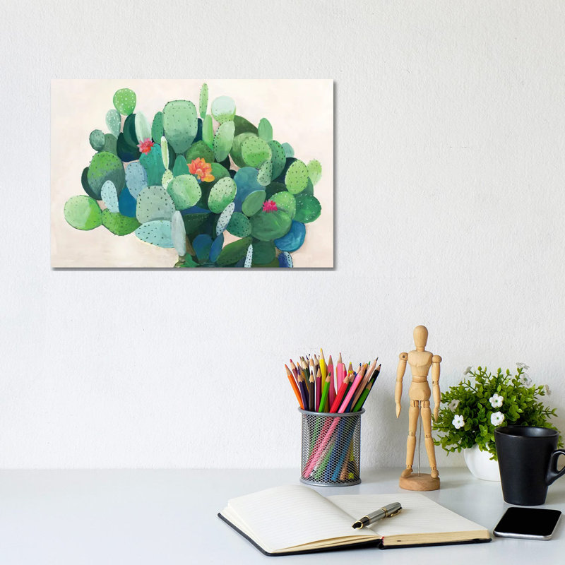 Cactus Bloom by Asia Jensen - Wrapped Canvas Painting, 20.32 cm H x 30.48 cm W