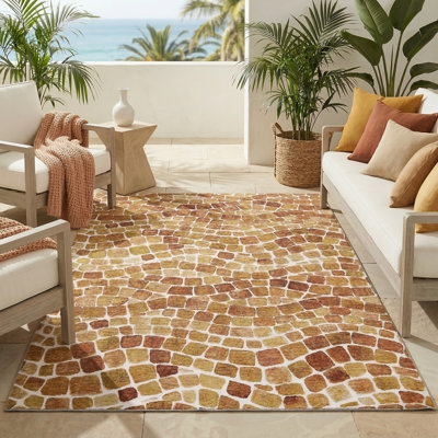 Emery Red Orange Machine Washable Indoor/Outdoor Rug