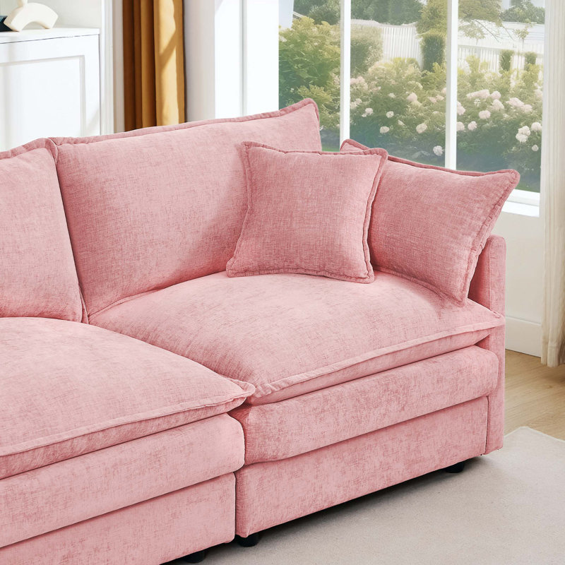 Modular Sectional Sofa, 102 Inch L Shaped Couch Set For Living Room, 3-Seater Comfy Cloud Couches With Movable Ottoman, DIY Combination, Chenille