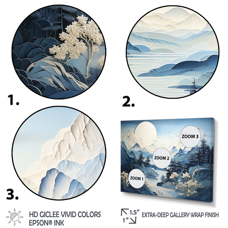 «Vintage Winter River In Japon IV», art mural paysage d'hiver, Cadre flottant brun, H 16 po x l 32 po x P 1 po