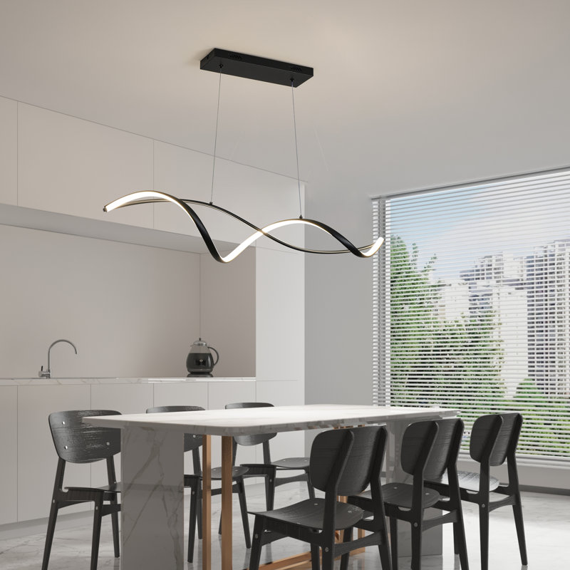 2 - Light Black LED Dimmable Kitchen Island Pendant with Remote & App Control