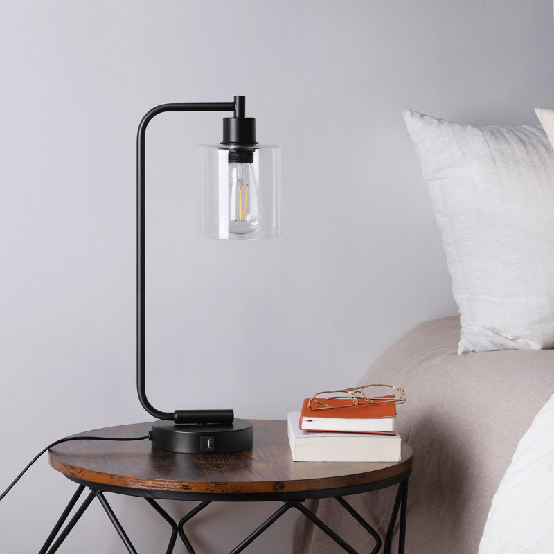 Lampe de table 19 "à intensité variable Graeme Paden avec USB et contrôle tactile, Noir, noir, noir, noir