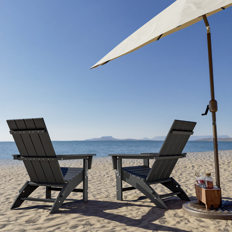 Chaise Adirondack pliante en PEHD Buvana, Noir