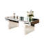 Table basse de luxe rectangulaire à miroir avec plateau en verre cannelé - Console moderne argentée Glam pour le salon