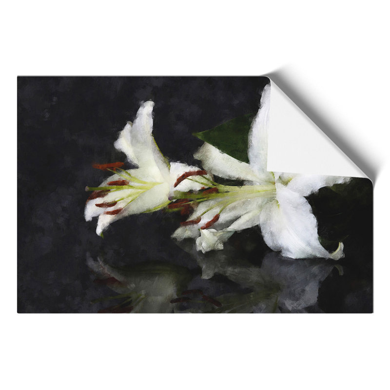 White Lily Flowers Painting - Frameless Print, 21cm H x 30cm W x 0.1cm D