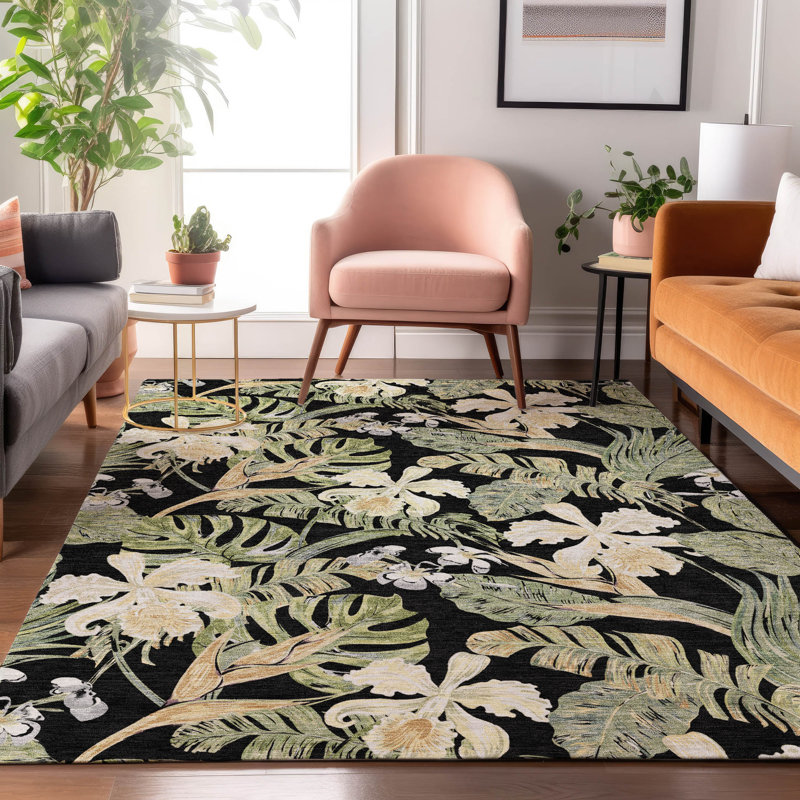 Premium Machine Washable Varroville AMF1708 Floral Rug, Rectangle 10' x 14'