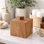 Boîte de rangement carrée en bois d'acacia avec couvercle