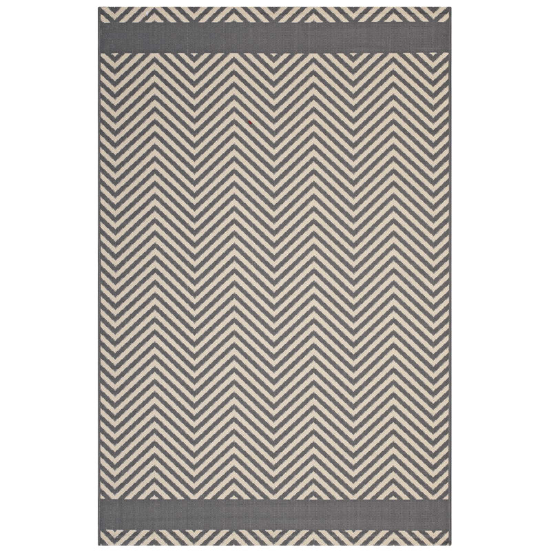 Gray and Beige 5' x 8' Synthetic Geometric Area Rug