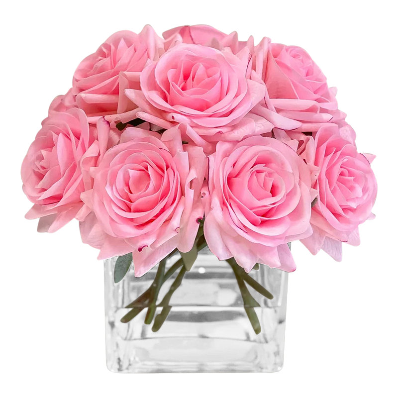 Roses dans un vase, Rose vif