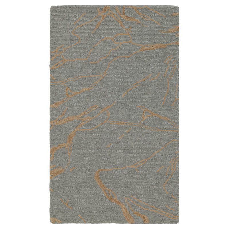 Dannie Ada Hand-Tufted Wool Abstract Area Rug, Rectangle 3' x 5', Blue