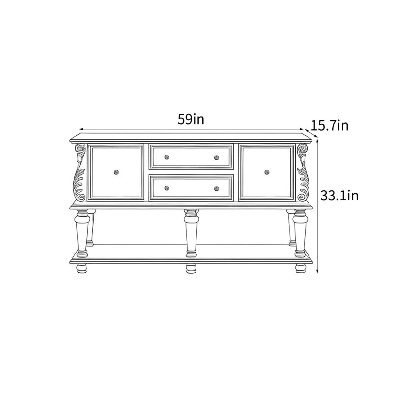Console de style européen de luxe rétro, Brun / multicolore