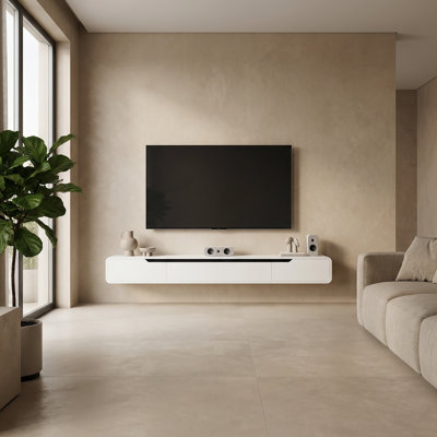 47-inch Fully Assembled Floating Tv Stand, High-gloss White