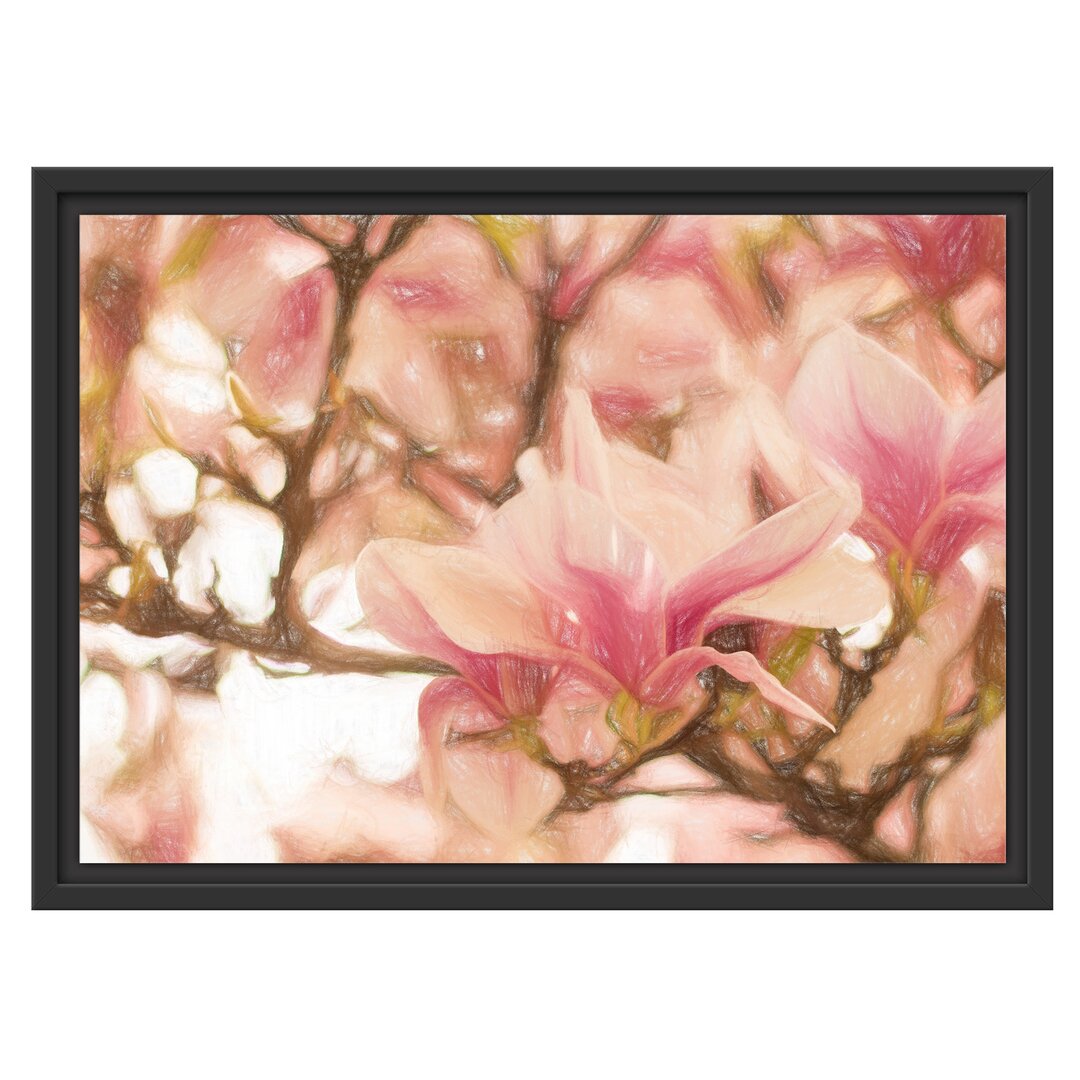 Gerahmtes Wandbild Rosa MagnolienblütenFrühling