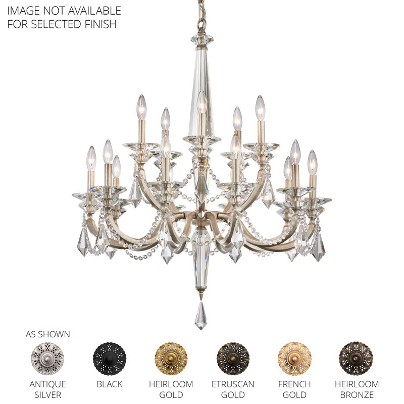 Black 15-Light Crystal Chandelier with Clear Radiance Crystals