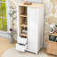 Armoire en bois avec porte coulissante, tiges de suspension réglables et plusieurs options de rangement