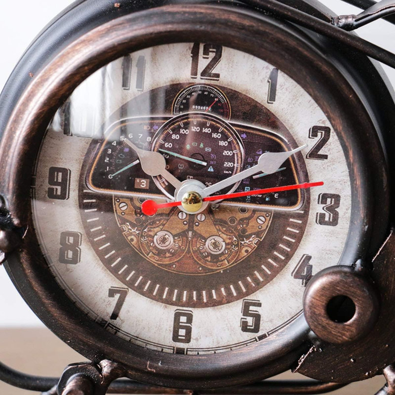Metal Motorcycle Art Wall Decoration Office Desk Stand Clock