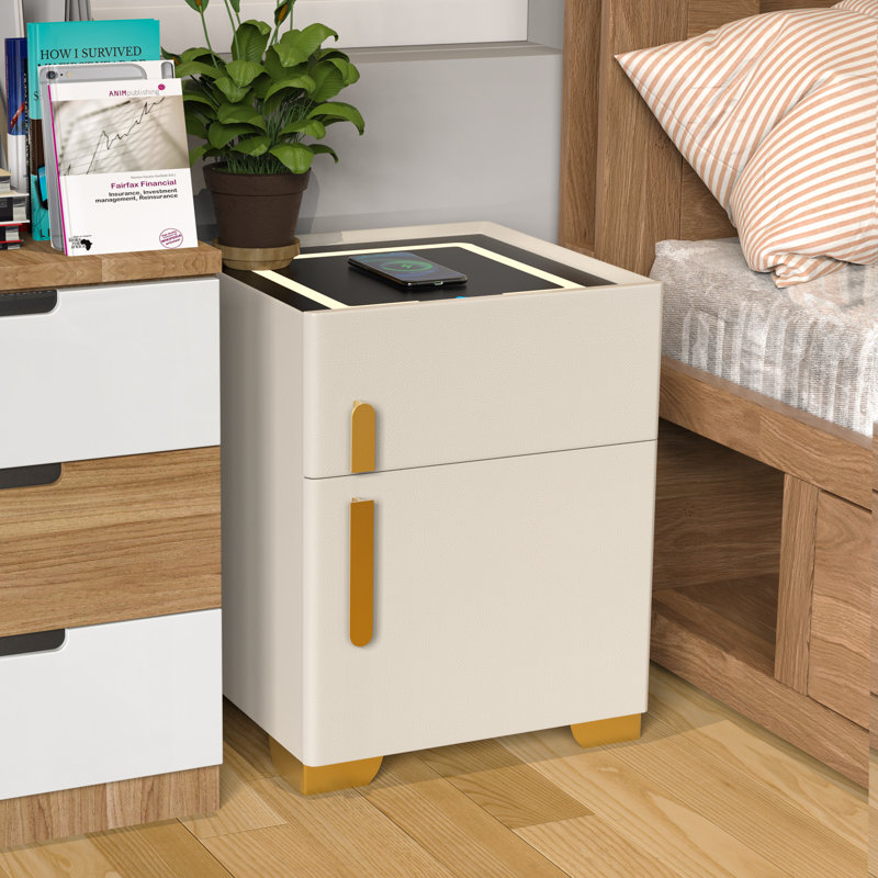 Wynton 1 - Drawer Nightstand (Pre-Assembled) With Safe Case, Wireless Charging, Led Light