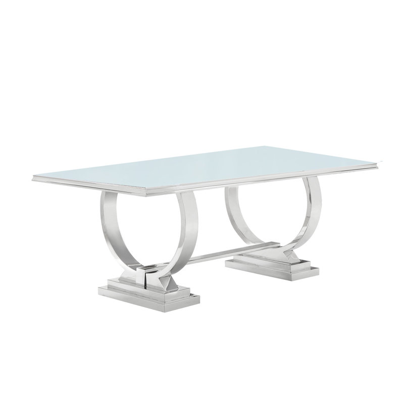 Table de salle à manger Westhampton, Plateau blanc / base chrome