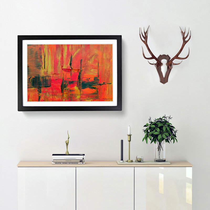 Abstract Art Painting Vol.293 by S.Johnson - Picture Frame Painting Print, Black Framed, 62cm H x 87cm W x 2cm D