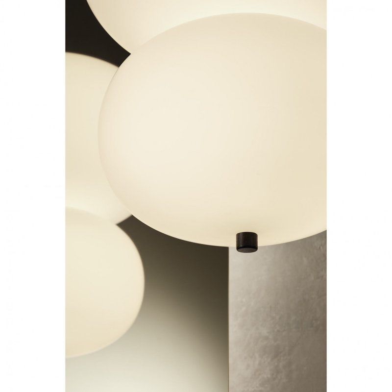 Ilargi - Luminaire suspendu S / 32 DEL à intensité variable - Triac / 0 à 10 V à intensité variable - Tige de bois foncé - Verre opale blanc mat