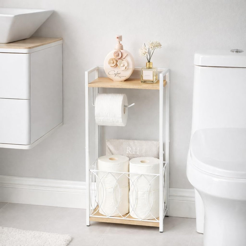 Porte-papier hygiénique multifonctionnel avec tablette, Blanc