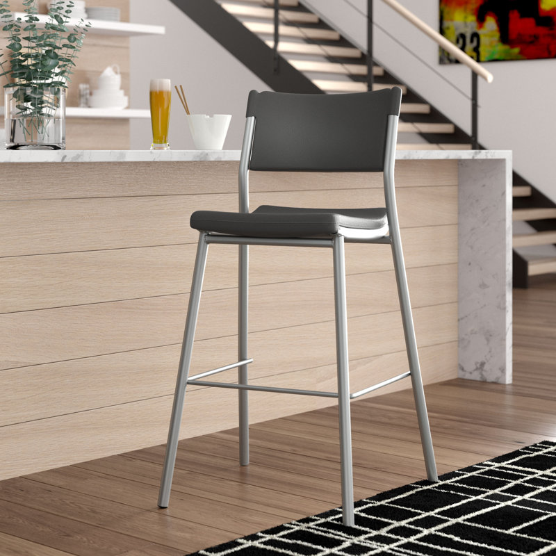 NPS Café Time Stool, Charcoal Slate Top & Silver Frame
