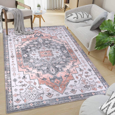 Washable 9X12 Rug For Living Room Boho Vintage Rug