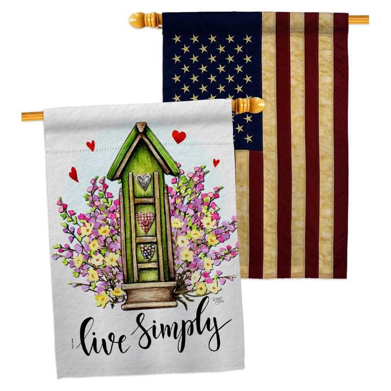 Drapeau de maison en polyester à 2 côtés Live Simple 40 x 28 po