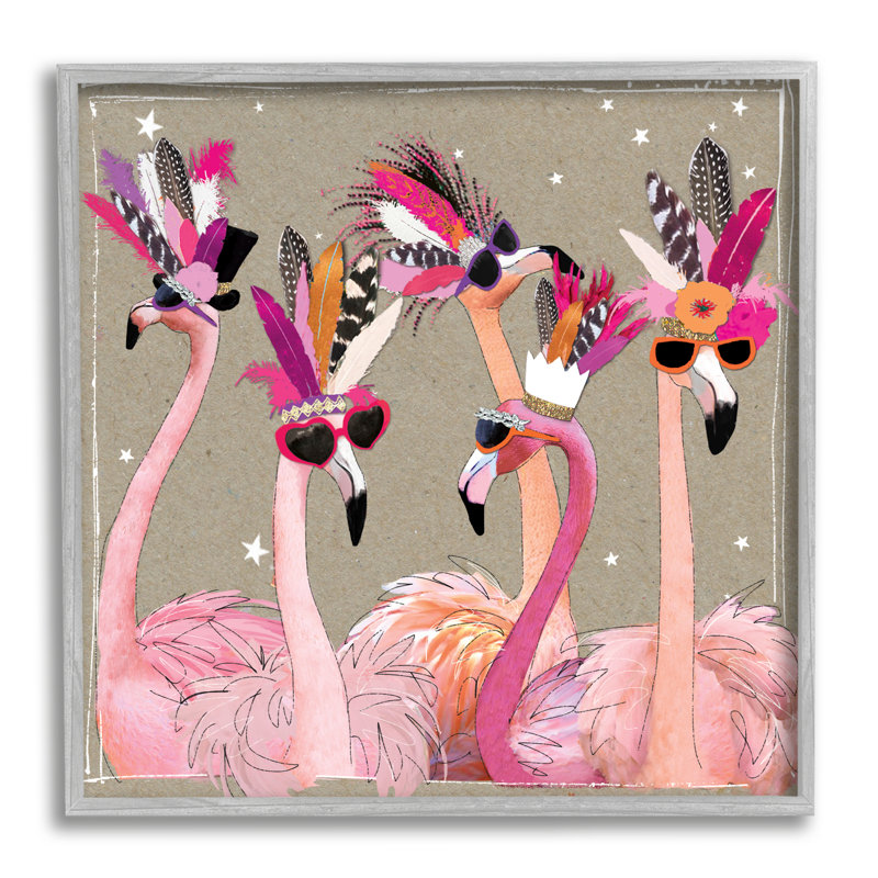 Flamants fantaisie, L 17 po x H 17 po, Estampe numérique Farmhouse