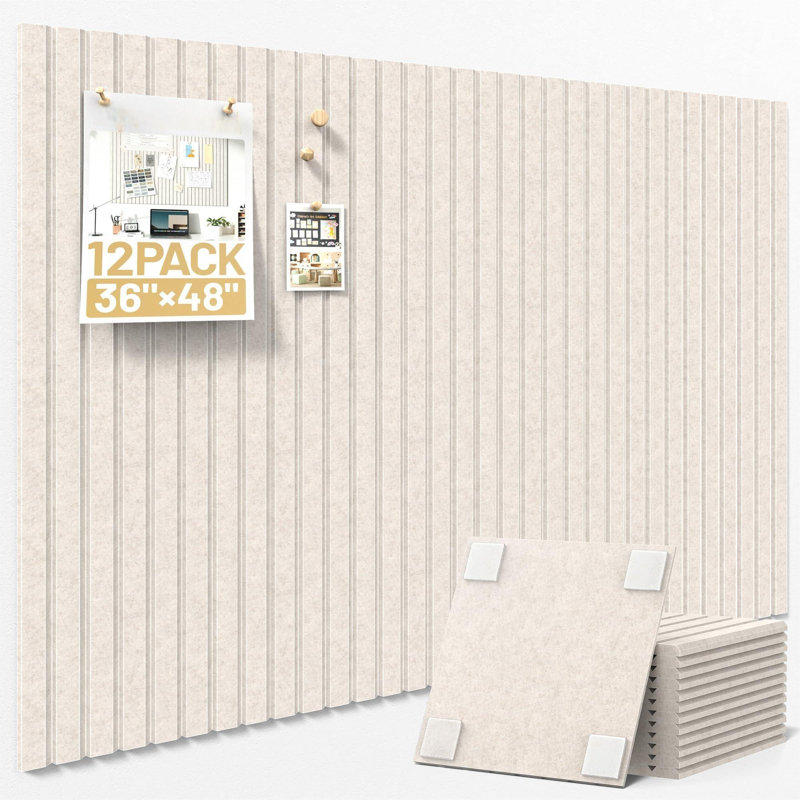 Grand tableau d'affichage en liège pour mur 36 po x 48 po, babillard avec des carrés adhésifs amovibles sécuritaires pour les photos, carreaux de feutre à carreaux alternatifs CorkBoard pour la classe de bureau, paquet de 12
